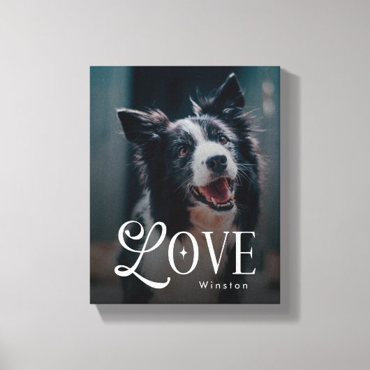 Modern Love Custom Dog Pets Photo Monogram Canvas Afdruk (Voorkant)
