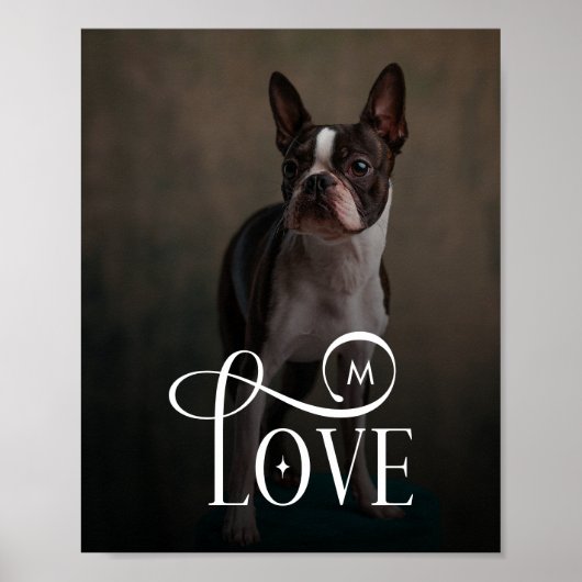 Modern Love Custom Dog Pets Photo Monogram Poster (Voorkant)