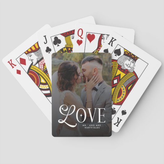 Modern Love Custom Wedding 2 Photos Couples  Pokerkaarten (Achterkant)