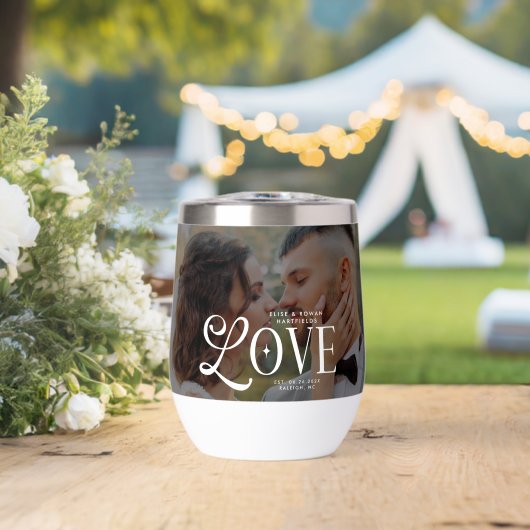 Modern Love Custom Wedding Photo Couples Monogram (Bruiloft (Gedraaid)  )
