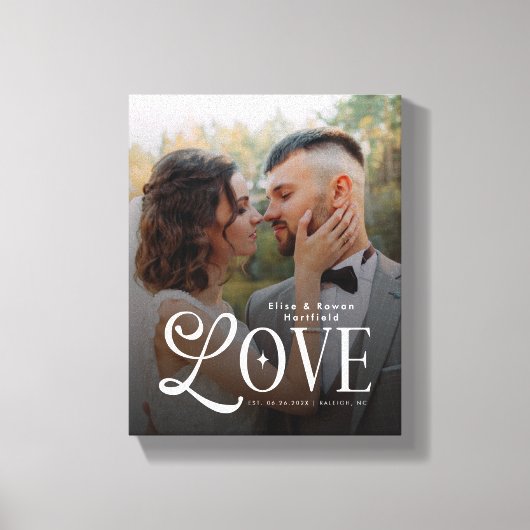Modern Love Custom Wedding Photo Couples Monogram Canvas Afdruk (Voorkant)