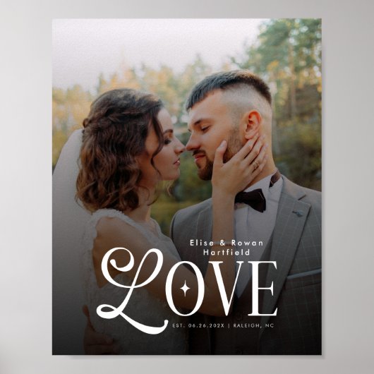 Modern Love Custom Wedding Photo Couples Monogram Poster (Voorkant)