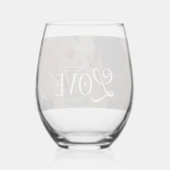 Modern Love Custom Wedding Photo Couples Monogram Wijnglas Zonder Voet (Achterkant)