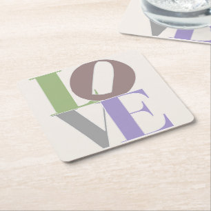 Modern Love Custom Wedding Vierkante Kartonnen Onderzetter
