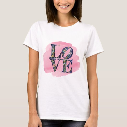 Modern LOVE Floral Basic T-shirt (Voorkant)
