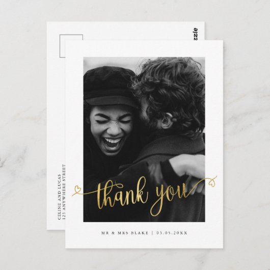 Modern Love Heart Weddenschap Foto: Dank u Briefka Briefkaart (Voorkant / Achterkant)