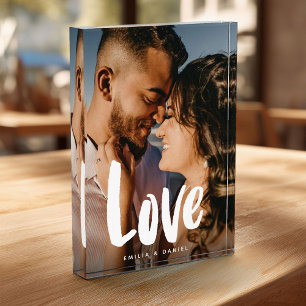 Modern Love Huwelijk Eenvoudige Calligrafie Famili Fotoblokken