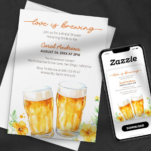 Modern Love is Brewing Florale Bier Bruiloftsborre Kaart