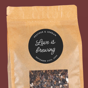 Modern Love is Brewing Wedding Coffee Favors Ronde Sticker