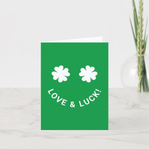 Modern Love & Luck 4 Leaf Clover Slachend Emoji Feestdagen Kaart