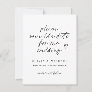 Modern Love Note Handschrift bruiloft Save the dat Date