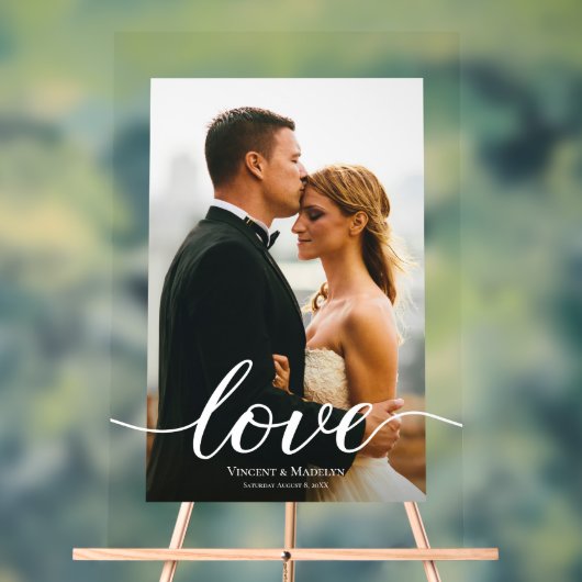 Modern Love Script Custom Foto Acryl Huwelijk Acryl Bord (Neutraal)