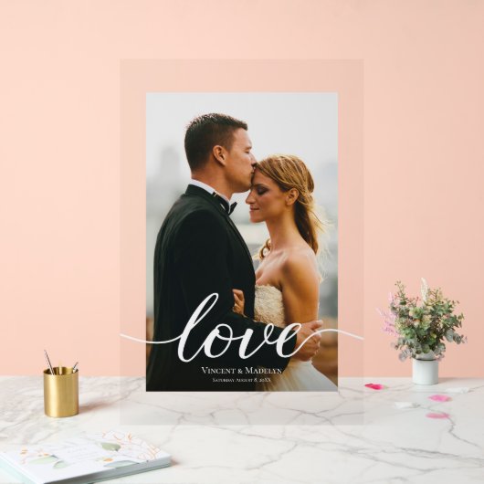 Modern Love Script Custom Foto Acryl Huwelijk Acryl Bord (Huwelijk)