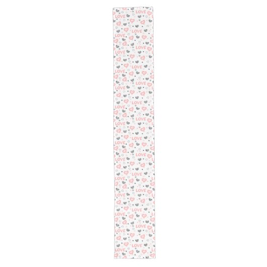 Modern Love Text Sketch Heart Wedding Table Runner Lange Tafelloper (Voorkant)