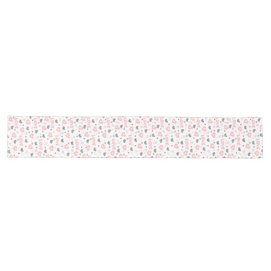 Modern Love Text Sketch Heart Wedding Table Runner Lange Tafelloper (Horizontaal)