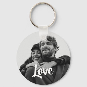 Modern Love Typografie Personalized Couple Photo Sleutelhanger