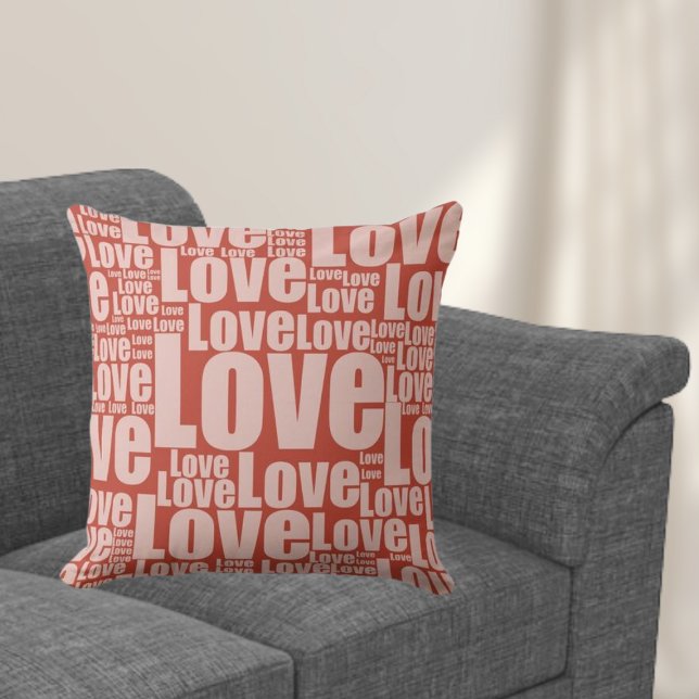 Modern Love Typography Pattern Red Sierkussen (Creator heeft geüpload)