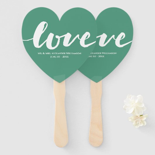 Modern Love Typography Wedding Handwaaier (Voorkant en achterkant)