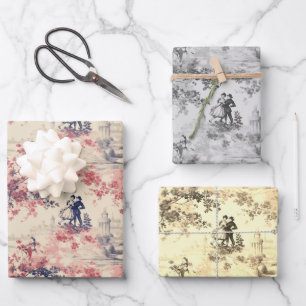 Modern Love Valentijn Red Toile de Jouy Pattern Inpakpapier Vel