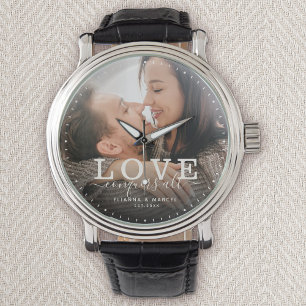 Modern Love verovert alle bruiloft fotoscript Horloge