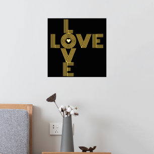 Modern 'LOVE'-woord en hart zwart Folie Afdrukken