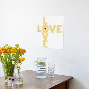 Modern "LOVE" woord en rood hart wit Folie Afdrukken