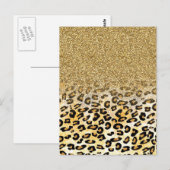 Modern luipaard patroon gouden glitter ombre briefkaart (Voorkant / Achterkant)