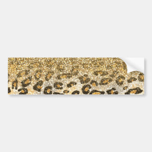 Modern luipaard patroon gouden glitter ombre bumpersticker
