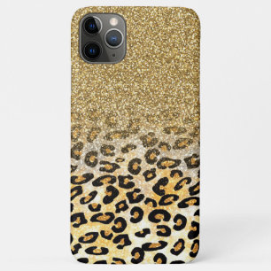 Modern luipaard patroon gouden glitter ombre iPhone 11 pro max hoesje