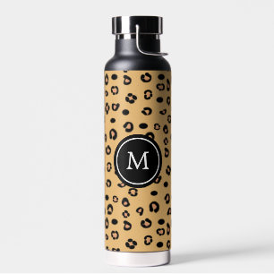 Modern luipaardpatroon en monogram  waterfles
