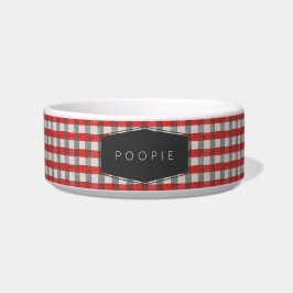 Modern Lumberjack Check Red Pset op maat Voerbakje