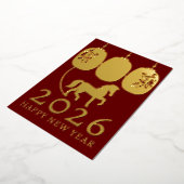 Modern Lunar Nieuwjaar Gold Horse Folie Feestdagenkaart (Gedraaid)