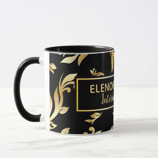 Modern Lux Elegant Floral Damask zwart goud design Mok (Links)