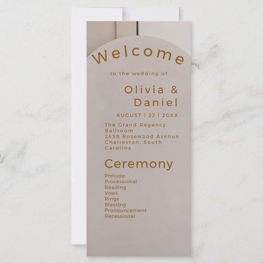 Modern Luxe Arch Wedding Program | Neutral Beige (Voorkant)