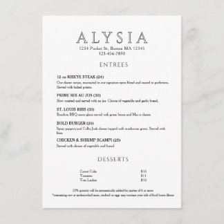 Modern Luxe Botanisch Restaurant Menu