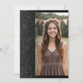 Modern luxe chique zwart glitter zoet 16 kaart (Achterkant)