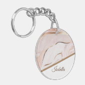 Modern Luxe Marmer Roos Gold Sleutelhanger (Voorkant Links)