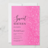 Modern Luxe Roze Glitter Neon Sweet 16 Kaart (Voorkant)