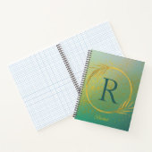 Modern Luxe Turquoise & Goud Aangepaste Naam & Ini Notitieboek (Binnen)