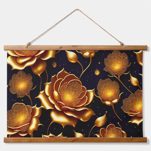 Modern Luxury Big Gold Roos Collectie Hangend Wandkleed (Voorkant)