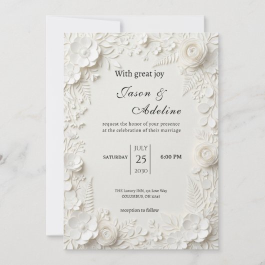 Modern Luxury Floral Wedding Kaart (Voorkant)