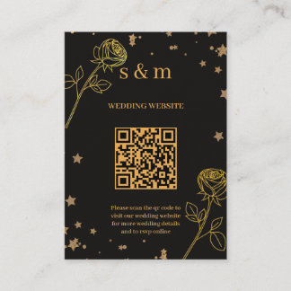 Modern Luxury Gold Foil QR Code Wedding Website Informatiekaartje