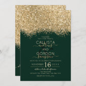 Modern Luxury Gold Green Glitter Confetti Wedding Kaart (Voorkant / Achterkant)