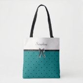 Modern Luxury Teal Monogram Tote Bag (Devant)