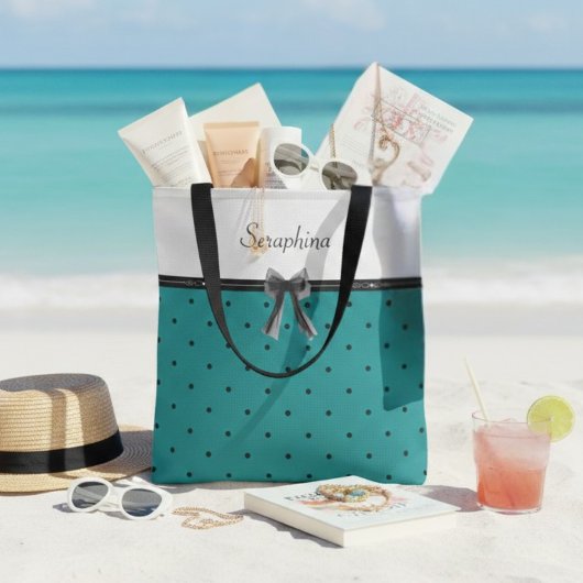 Modern Luxury Teal Monogram Tote Bag