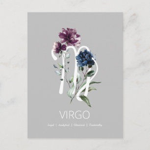 Modern Maagd Sterrensymbool Bloemendesign Briefkaart