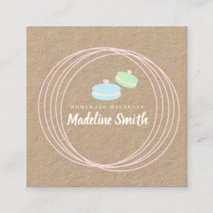 Modern Macaron-logo voor thuisbakkerij merkidentit Vierkante Visitekaartje