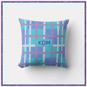 Modern Madras Paars en Blue Pillow Kussen
