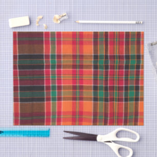 Modern Madras Pset Oranje Green Square Pattern Tissuepapier