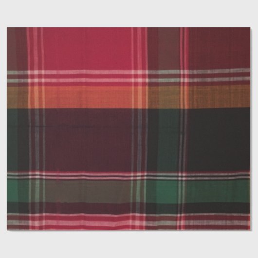 Modern Madras Pset Red Green Square Pattern Cadeaupapier (Vlak)